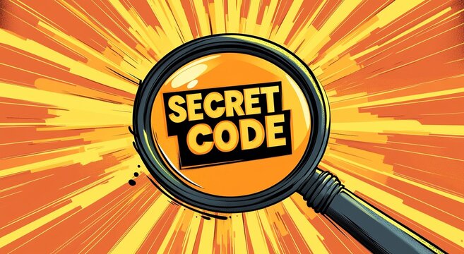 Unlocking Secret Codes: A Magnifying Glass Reveals Hidden Messages Mysteriously.  Solving Puzzles with Clues.