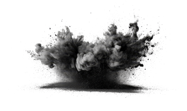 [Transparent Background PNG]Abstract Black Ink Explosion on White Background