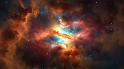 Fototapeta premium Celestial nebula exploration outer space cosmic imagery stellar environment panoramic view astronomical concept