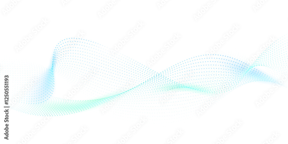Wall mural flowing particles form waves, a gradient light pattern. modern technology background vector illustra