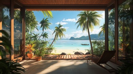island, view, ocean, landscape