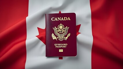 Canadian Passport Placed on a Flag Background Depicting National Identity