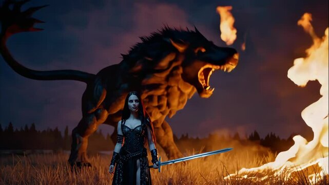 Epic Showdown: Woman vs Cerberus