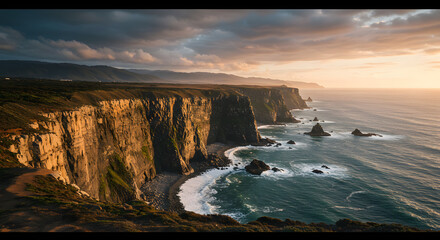 Fototapeta premium The Horizon of Existence: A Stunning Coastal Topography