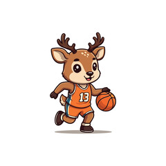 Cute Deer Cartoon Vector Icon Illustration Animal Education Isolated Flat VECTOR