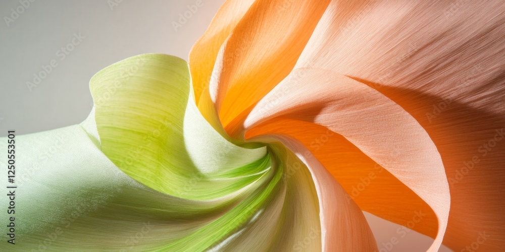 Aufkleber dynamic abstract design for contemporary business spaces flowing ribbons in vibrant green, orange an