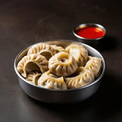  Delicious Plate of Steamed Dumplings, Momos