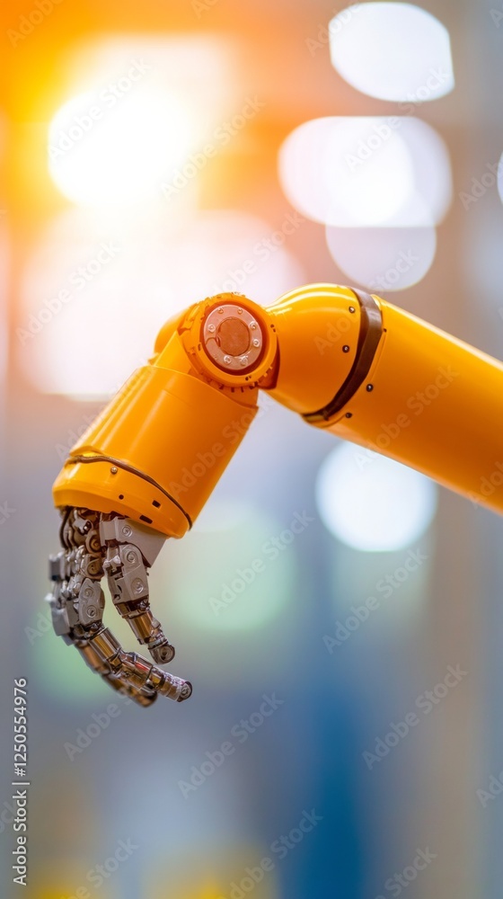 Poster sleek industrial automation precision robot arm in modern manufacturing with metallic finish - effic