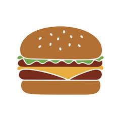 tasty burger fast food icon set flat design illustrations