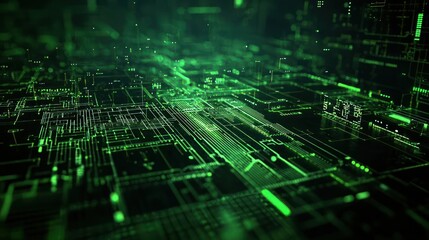 Abstract Digital Circuit Pattern In Green