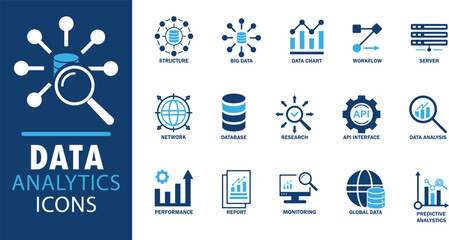 collection of icons for Data Analysis and Big Data Icon Collection