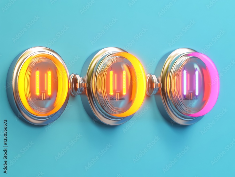 Aufkleber neon lit instrumentation display futuristic gauge indicators with glossy metal finish - business inn