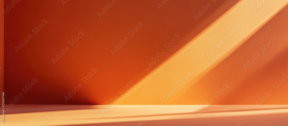 Poster light orange abstract background with dramatic light beams creating an ample copy space for text and