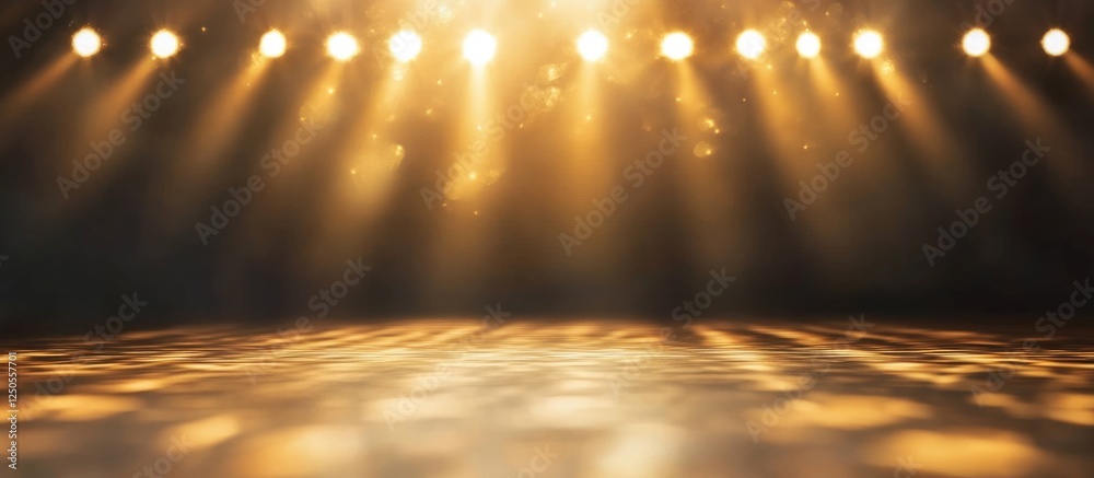 Poster stunning light show display with blurred rays and bokeh effects creating a soft illuminated backgrou