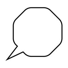 Black line drawing of an octagonal speech bubble