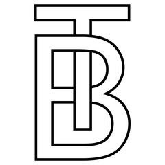 Logo sign tb bt icon, double letters logotype t b