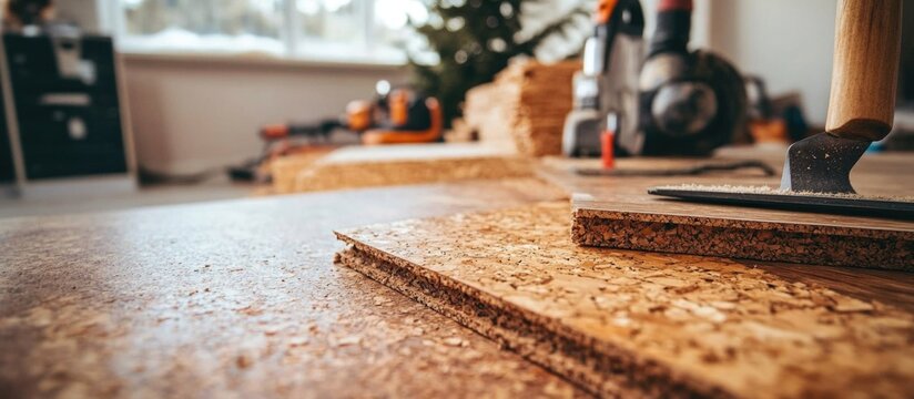 Cork Backing Installation for Laminate Floating Floors in a Home Renovation Setting