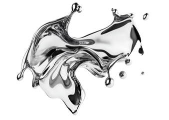 3D render of fluid chrome liquid shapes isolated on white background PNG.AI GENERATED