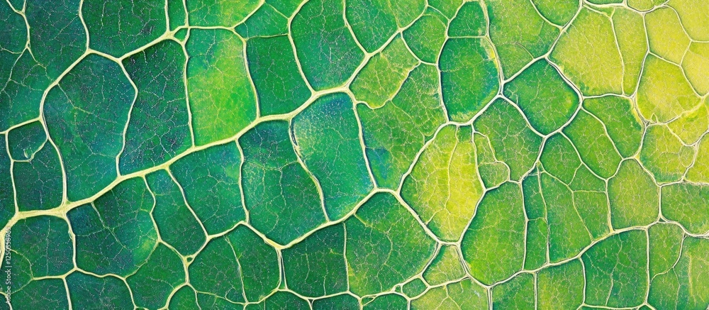 Poster macro shot of intricate green leaf texture creating a vibrant spring background with natural pattern