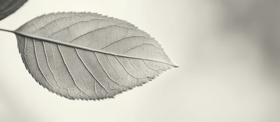 Obraz premium Monochrome close-up of leaf texture showcasing intricate patterns and details in a minimalist style for natural design aesthetics.