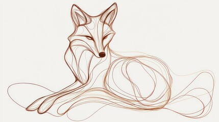 Elegant Line Art Fox: A Study in Minimalist Wildlife