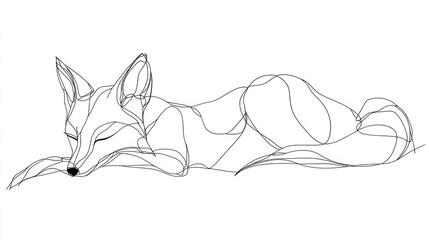 Sleeping Fox: A Minimalist Line Art Drawing