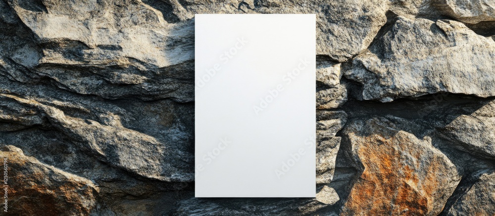 Poster blank poster layout on textured stone background with ample space for text or design elements.