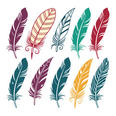 Feathers Set of Bird Silhouette illustration