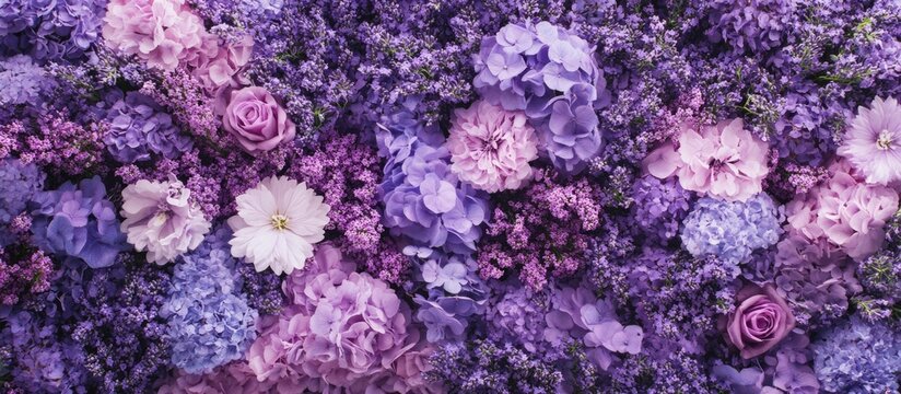 Lavender and Purple Flower Field Blooming Texture Background for Summer or Spring with Space for Text