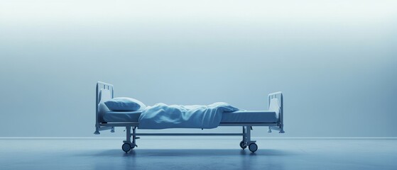 Side view of a tidy patient bed setup in a minimalist hospital room for better care