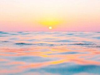 Obraz premium Modern Aesthetic Ocean Sunset Tranquil Seascape with Reflective Waves for Well-being Content and Travel Marketing in Tourism Industry