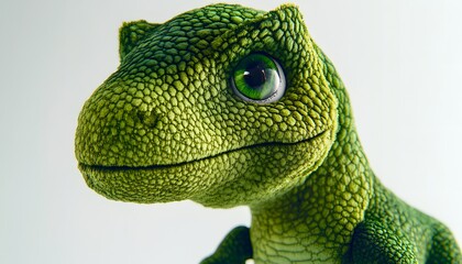 Fototapeta premium Adorable Green Plush Dinosaur Toy Close Up