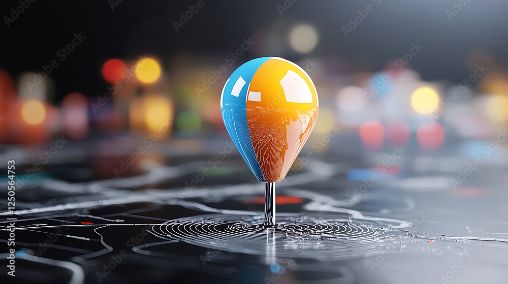 Aufkleber interactive map pin drop event urban environment digital art informative viewpoint technology concep