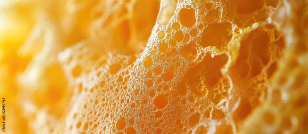 Poster macro close up of yellow abstract texture with bubbles and space for text or design elements