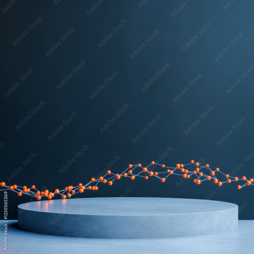 Fototapete Sleek Neural Network Visualization Modern Interconnected Nodes with Blue-Orange Contrast on Concrete - Tech and Digital Content for AI Industry Insights and Education