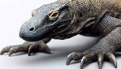 Obraz premium Komodo Dragon Close Up Showing Powerful Claws And Scales