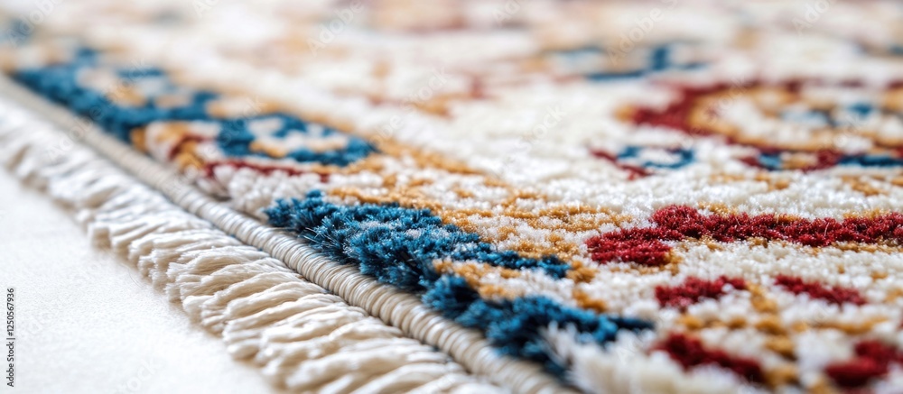 Poster elegant machine-made carpet showcasing intricate patterns against a pristine white background highli