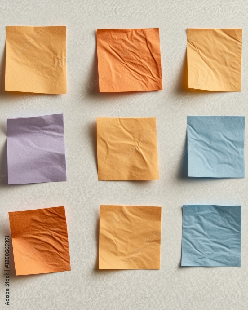 Poster pastel sticky notes grid colorful conceptual stationery for creative office spaces - enhance team co