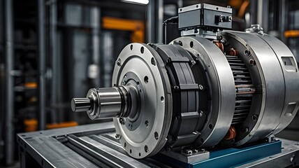 Fototapeta premium Smart electric motor integrated with IoT technology, wirelessly transmitting performance data to a cloud-based monitoring system for predictive maintenance