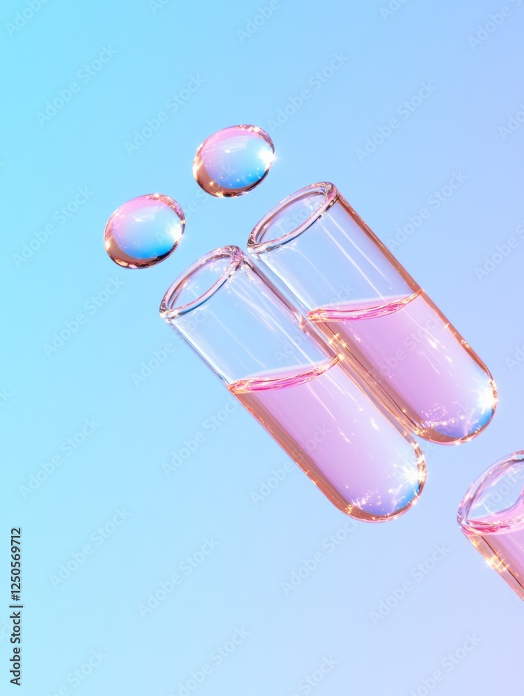 Aufkleber holographic scientific display gradient pastel centrifuge tubes with liquid futuristic lab precision