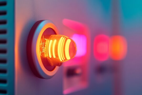 Retro-Futuristic Weather Monitoring Display Vibrant LED Thermometer on Control Panel Climate Research and Environmental Tech Innovation