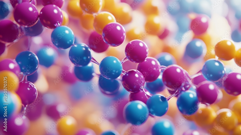 Poster exploring protein structures laboratory scientific rendering molecular environment close-up view alp