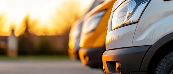 Sunlit Fleet Harmony Contemporary White Service Vehicles with Bold Aesthetic and Metallic Finish Boosting Community and Business Logistics Efficiency