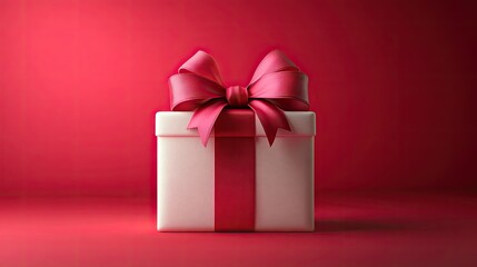 Obraz premium A closed gift box with a smooth, white exterior adorned with a large,