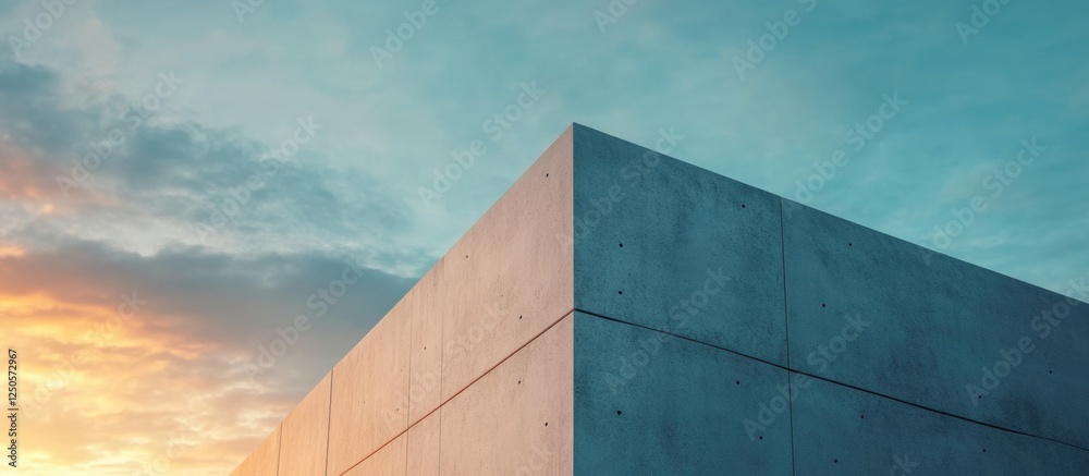 Poster illuminated katun concrete panel texture against a textured sky background showcasing modern archite