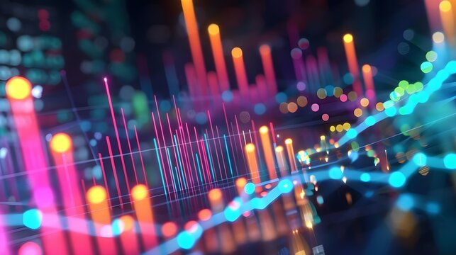 vibrant and colorful data charts illustrating sales growth and progress. generative ai