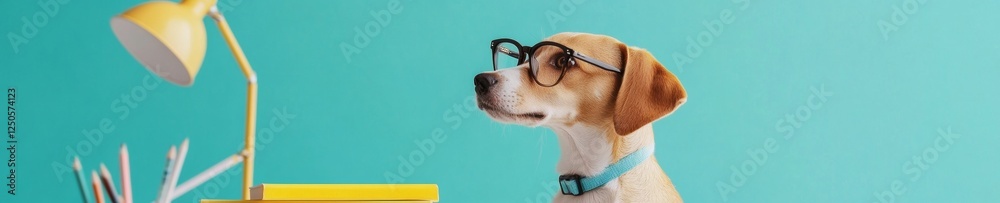 Poster contemporary workspace with beagle stylish home office aesthetic - modern pet-inspired productivity 