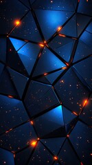 Abstract blue geometric background, glowing, dark, digital art, wallpaper