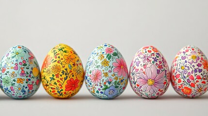 Fototapeta premium Easter Sunday Celebration Decorations Family Pastel Colors Egg Hunt Festival Colorful decorated eggs for celebration.