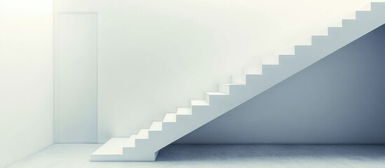 Obraz premium Modern Minimalist Interior Featuring Asymmetrical Stairs and Expansive Empty Space for Design Elements and Natural Light